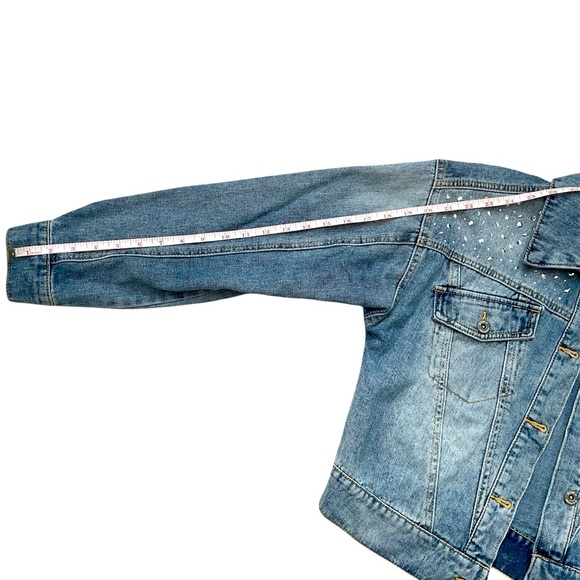Jessica Simpson rhinestone detail jean jacket. Size S - Picture 7 of 7